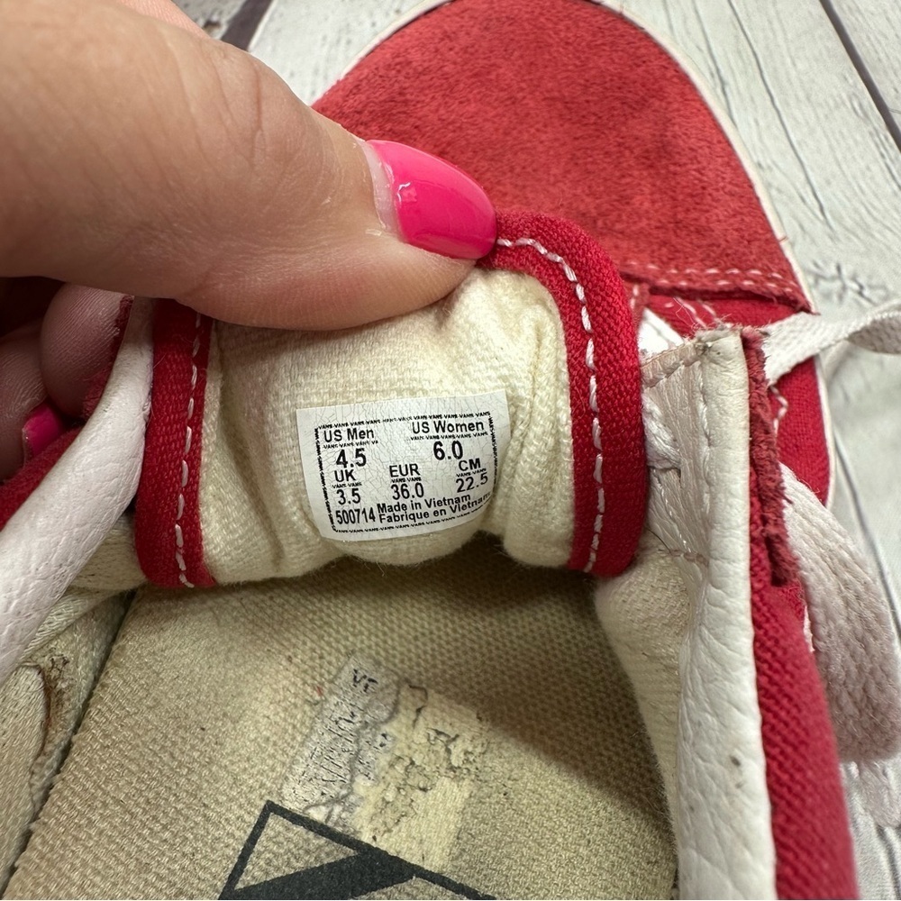 Vans old skool classic suede textile Red Sneakers unisex men 4.5 women 6 - Picture 7 of 7